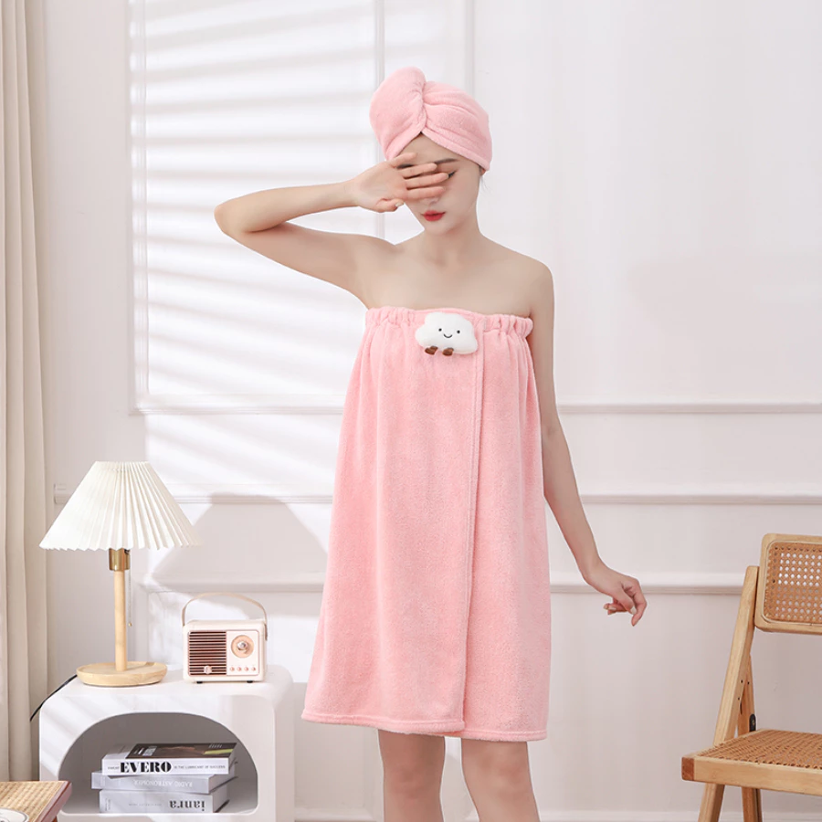 ผ้าเช็ดตัวผืนใหญ่แบบพันรอบหน้าอก เสื้อคลุมอาบน้ำผ้าฝ้าย thumbnail 4