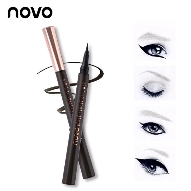 novo black fluent eyeliner โนโว อายไลน์เนอร์ ชนิดปลายพู่กัน (สีดำ) 5188