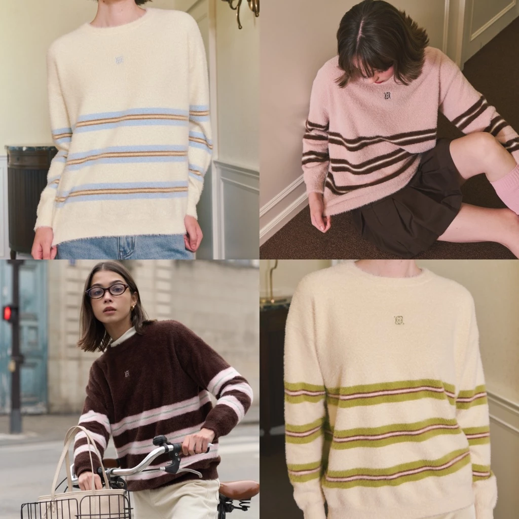 CHUUCHOP - Kenji Oversized Sweater เสื้อสเวตเตอร์ลายทางทูโทน(CW001)