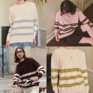 CHUUCHOP - Kenji Oversized Sweater เสื้อสเวตเตอร์ลายทางทูโทน(CW001)