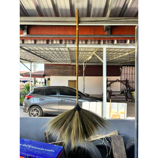 ไม้กวาดดอกหญ้า(แขม) ด้ามยาว มีตะขอ