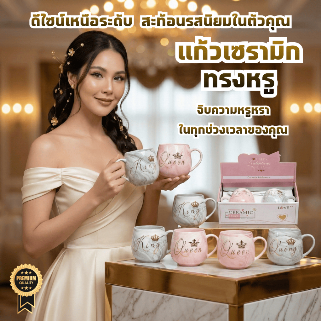 แก้วเซรามิกทรงหรู แก้วกาแฟพรีเมียม ดีไซน์สวยทันสมัย งานเกรด A (สินค้าพร้อมส่งในไทย)