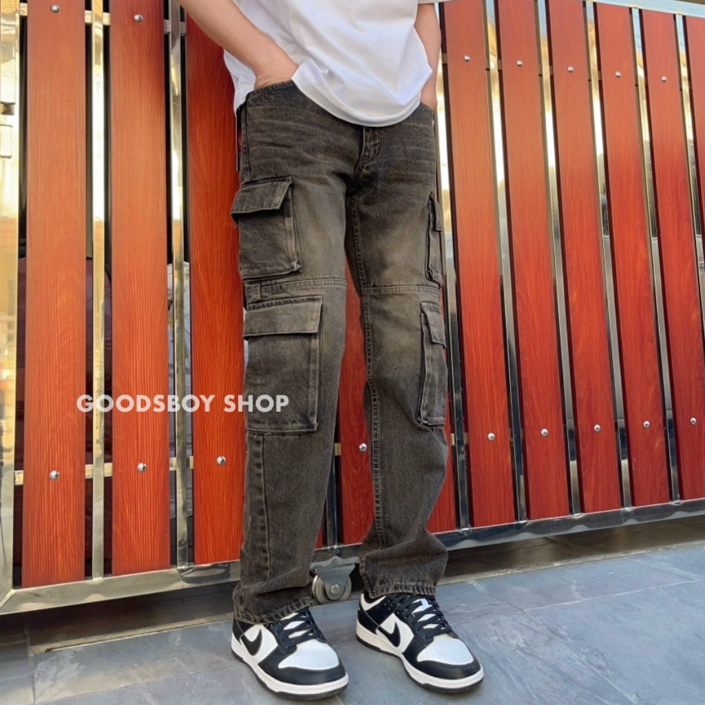 กางเกงยีนส์คาร์โก้8กระเป๋ากระบอกเล็กCP8