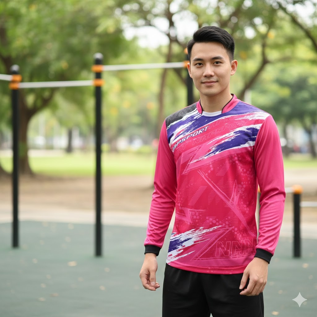 NAP19 เสื้อกีฬาแขนยาว ผ้าไมโคร ไซส์ S-XXL made in Thailand - รูปที่ 3