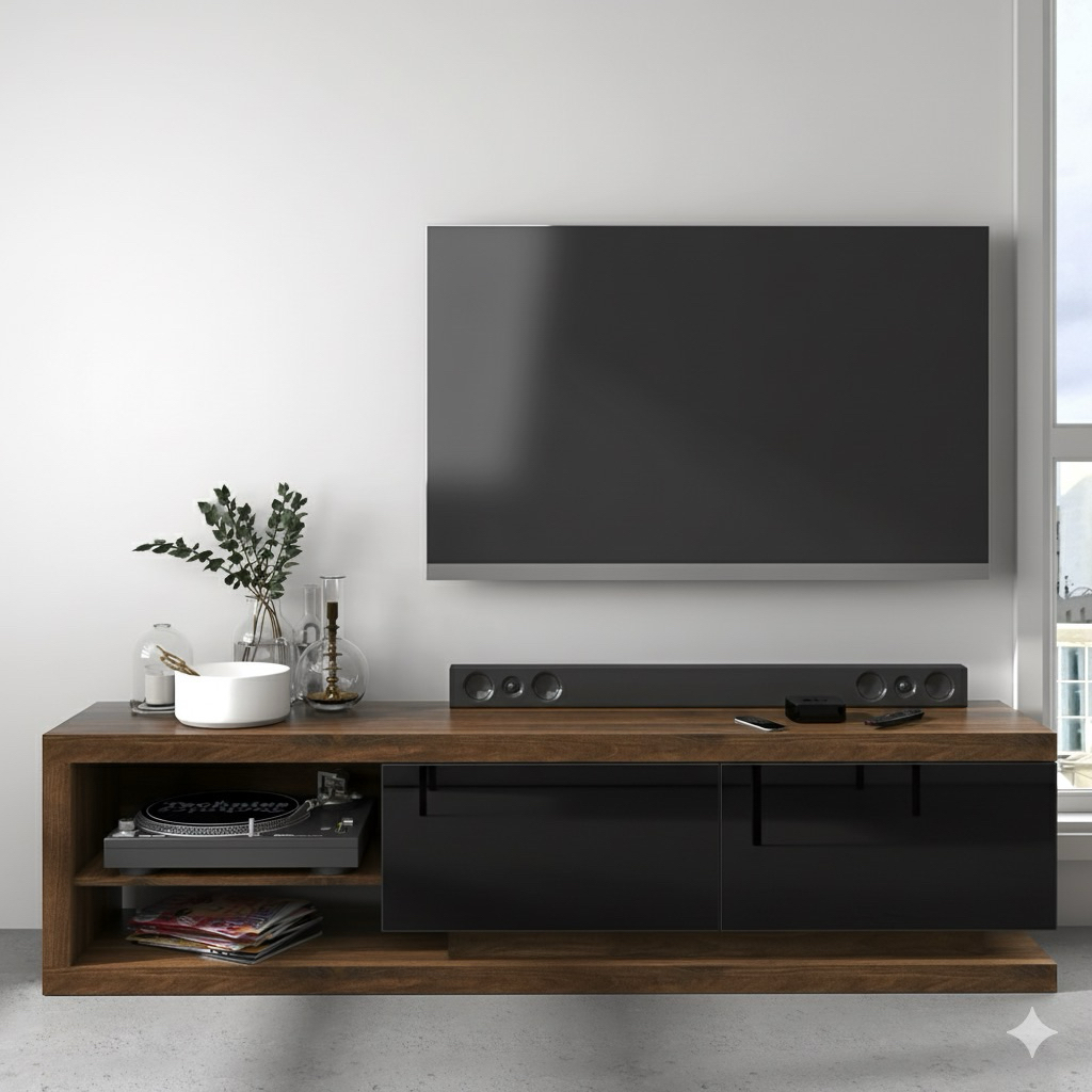 Tomato Home ชั้นวางทีวี75นิ้ว Dolce หน้าบานสีดำเงา High gloss กว้าง180ซม I ชั้นวางทีวีมินิมอล ราคา ถูกที่สุด ดีลบีเคเค แกลเลอรีภาพที่ 6