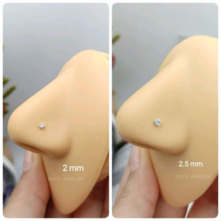 NSDSVCZ จิวจมูกเงินแท้ ห่วง และก้านเพชร 2 ,2.5 mm. ราคา 2 ชิ…