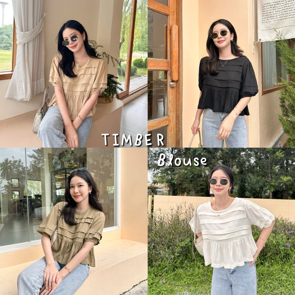 TIMBER BLOUSE เสื้อลินินแพทเทิร์นสวยลูกคุณ แขนพองนิดๆ ผ้าลินินเนื้อดี นิ่มพริ้วทิ้งตัว