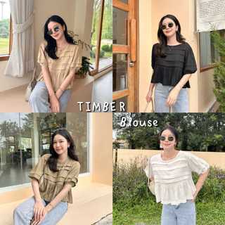 TIMBER BLOUSE เสื้อลินินแพทเทิร์นสวยลูกคุณ แขนพองนิดๆ ผ้าลินินเนื้อดี นิ่มพริ้วทิ้งตัว