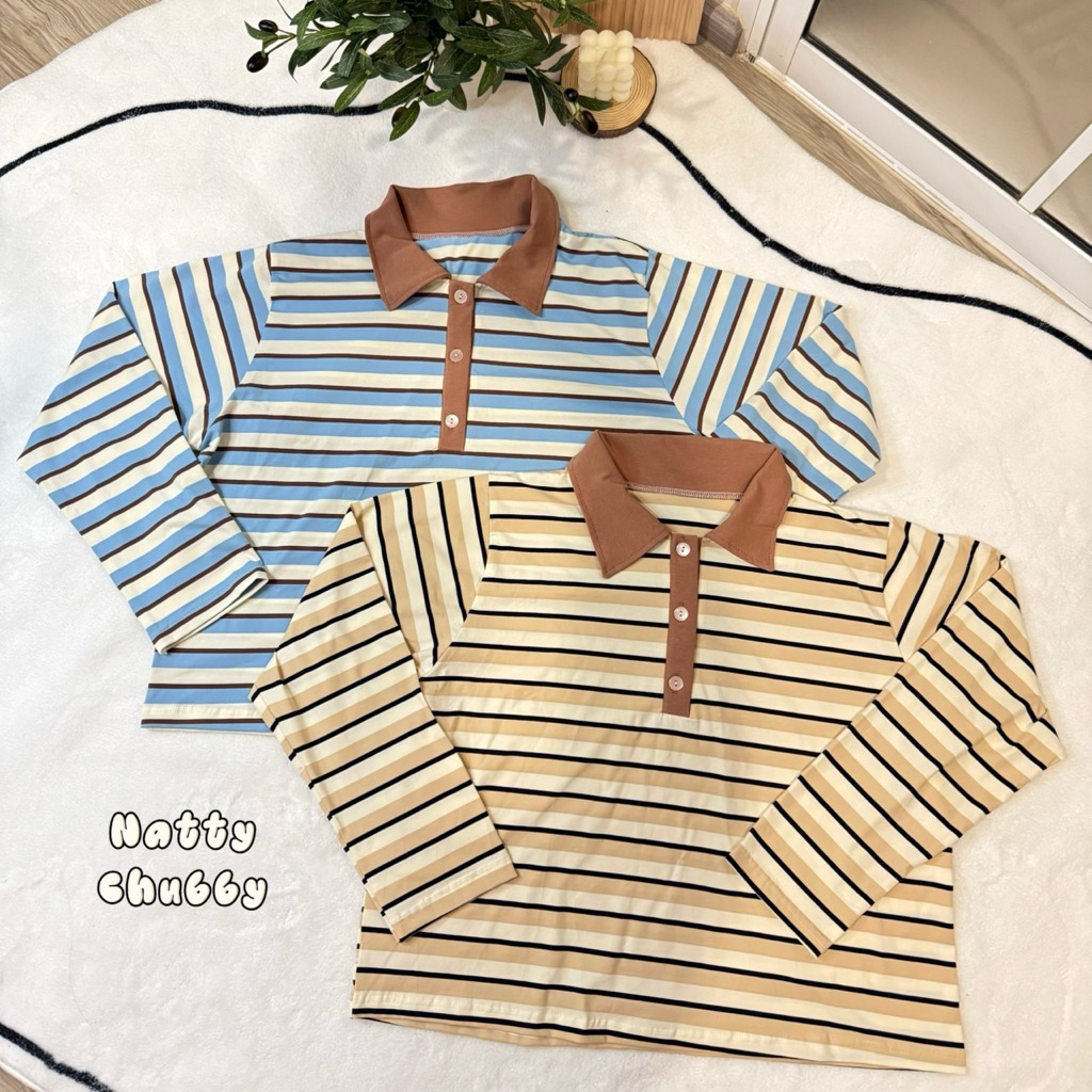 ส่งด่วน (NA) เสื้อเชิ้ตแขนยาว ทรงโอเวอร์ไซส์ ผ้าลายริ้ว สีละมุนมาก  สาวอวบไซด์ใหญ่ อก38-60 ราคา ถูกที่สุด ดีลบีเคเค แกลเลอรีภาพที่ 2