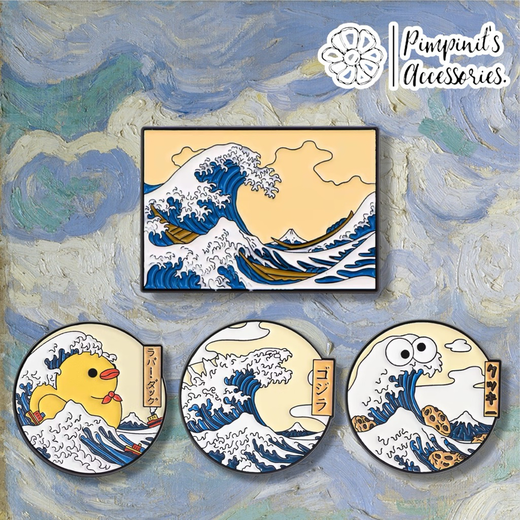 ✿ ร้านในไทยพร้อมส่ง : เข็มกลัดเซ็ทคลื่นยักษ์นอกฝั่งคานากาวะ | THE GREAT WAVE OFF KANAGAWA Enamel Brooch Pin Set. - รูปที่ 3