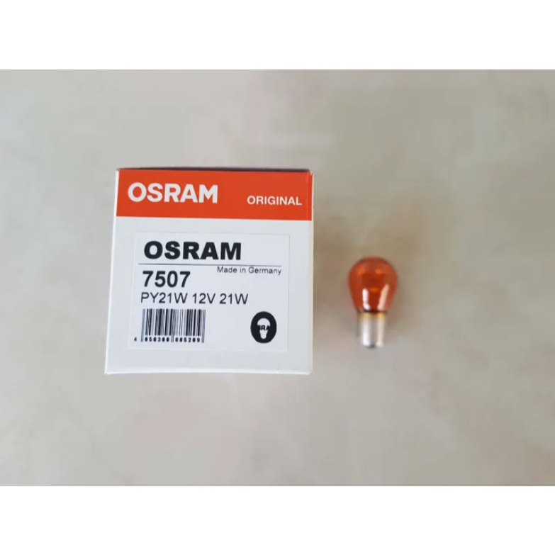 หลอดไฟเลี้ยว 12V 21W (เขี้ยวเยื้อง) สีส้ม OSRAM แท้ๆ ยกกล่อง10หลอด กล่องละ210บาท