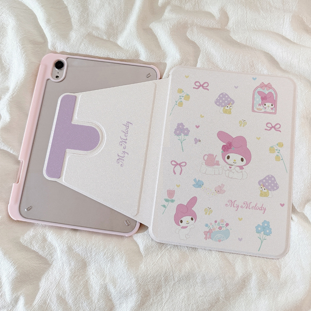 🌼ออกให้ 24 ชม🌼เคสไอแพด Air7 Air6 อะคริลิก ที่ใส่ปากกา My Melody เคสiPadหมุน 360° Gen11 Gen10 Pro13