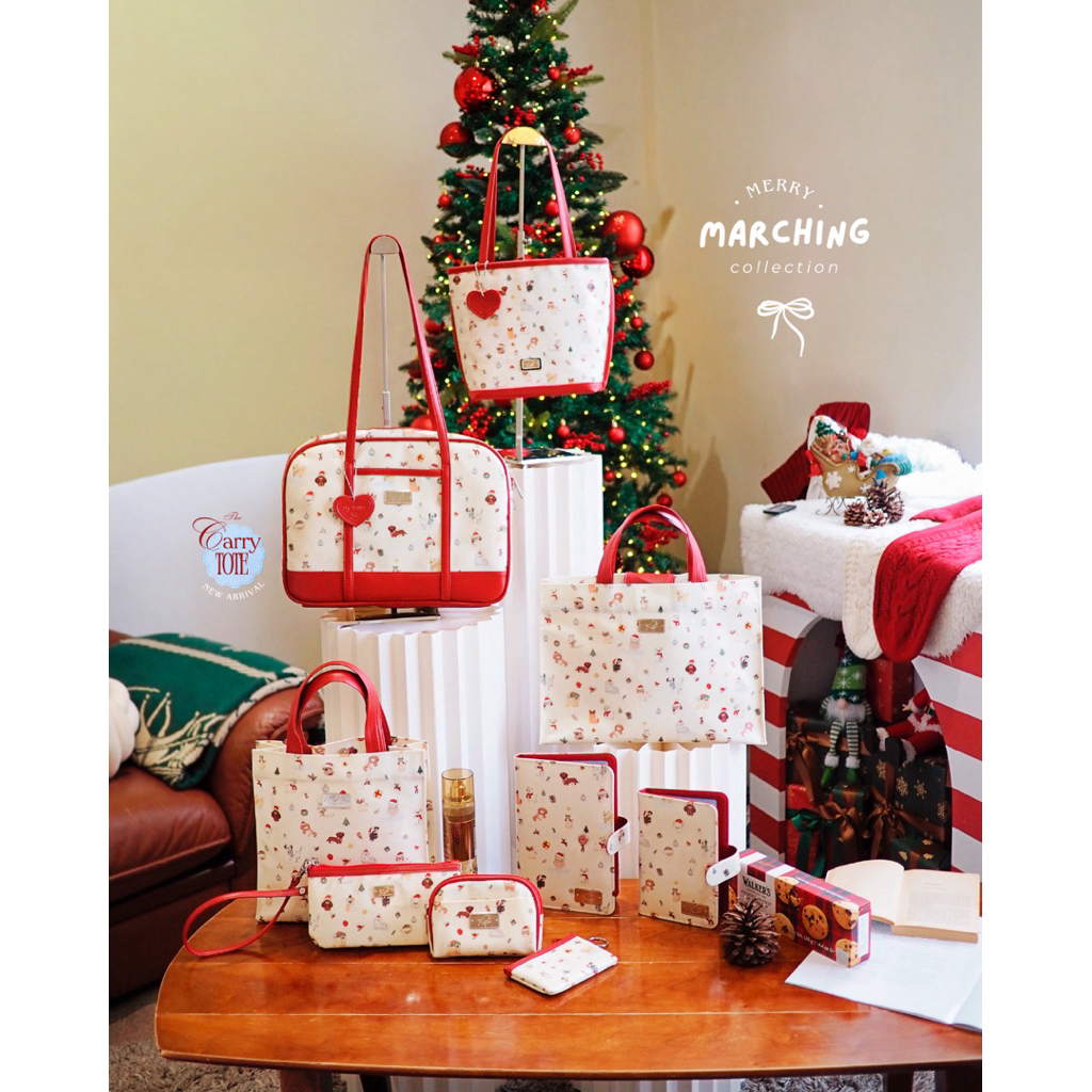 KEPT [รวมทุกขนาด] merry marching collection 🐶🍒 กระเป๋าลายน้อนหมาเมอรี่มาร์ชชิ่ง