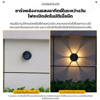 OOKAS โคมไฟติดผนังโซล่าเซลล์ รุ่น A04 Solar Wall Light 3/4/5/6 LED ไฟตกแต่งผนัง สําหรับตกแต่งสวน ทางเดิน กลางแจ้ง