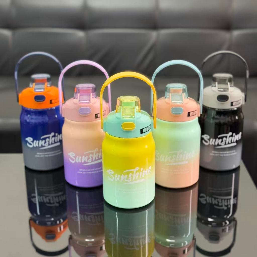 กระบอกน้ำพกพา กระติกน้ำร้อน ขนาด 1L, 1.5L, 1.8L SUS316 กระติกน้ำเก็บอุณหภูมิเย็น/ร้อน พร้อมหลอด มีหูหิ้วพกพาได้ ขวดน้ำ