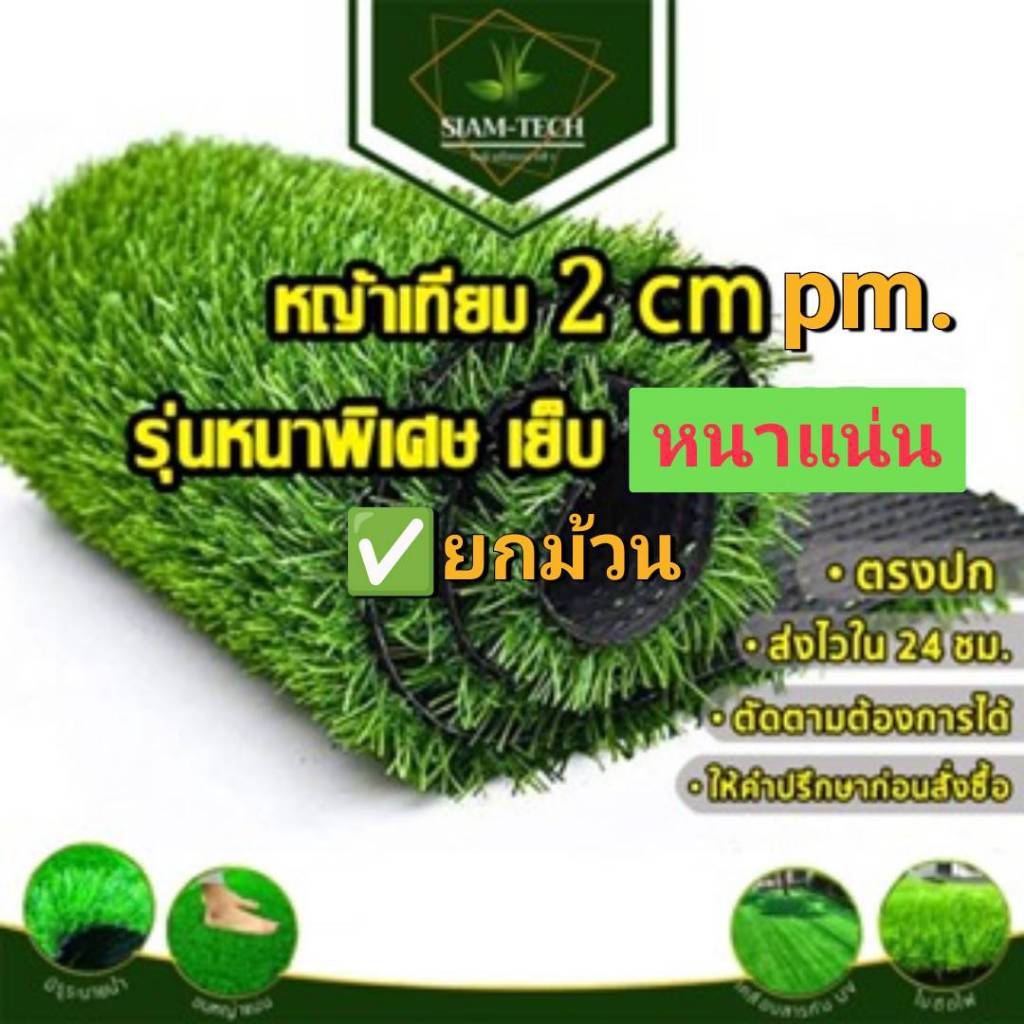 (ยกม้วนพร้อมส่ง) หญ้าเทียม 2 cm.pm.1 ม้วนกว้าง 2 ยาว 25 เมตร ใช้กลางแจ้งปูแต่งสวน ที่พักรีสอร์ทต่างๆ