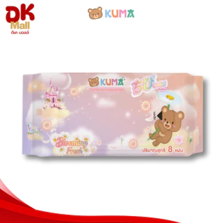 (live) KUMA กระดาษทิชชู่เปียก Chibi กลิ่น Blooming fresh ขนาดมินิ 8 แผ่น 3 แพ็ค บรรจุ 12 ห่อ
