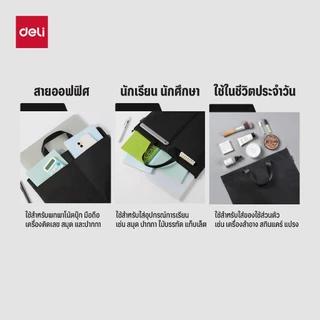 กระเป๋าโน้ตบุ๊ค ขนาด A4 Deli รุ่น DP088 มีหูหิ้ว (สีน้ำเงิน/สีดำ) (จำหน่าย 1 ใบ)