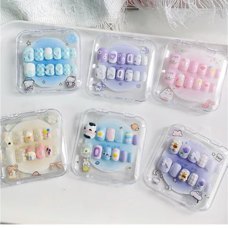 OKK Life Stop(A1744)*พร้อมส่งในไทย*เล็บปลอมโทนพาสเทล ลายน่ารัก ติดง่าย ไม่ทำร้ายเล็บ เหมาะสำหรับน้องๆ