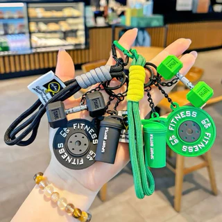 OKK Life Stop(ZC610)*พร้อมส่งในไทย*พวงกุญแจฟิตเนส แก้วน้ำดัมเบลแผ่นน้ำหนักจำลอง มีหลากหลายสีน่ารักๆ