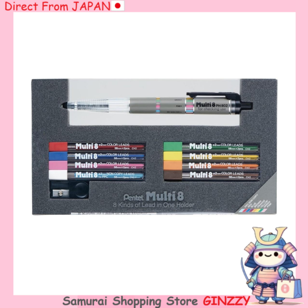 ปากกาเพนเทล มัลติ 8 เซต PH802ST ดินสอสี 8 สี เครื่องเขียนจากญี่ปุ่น