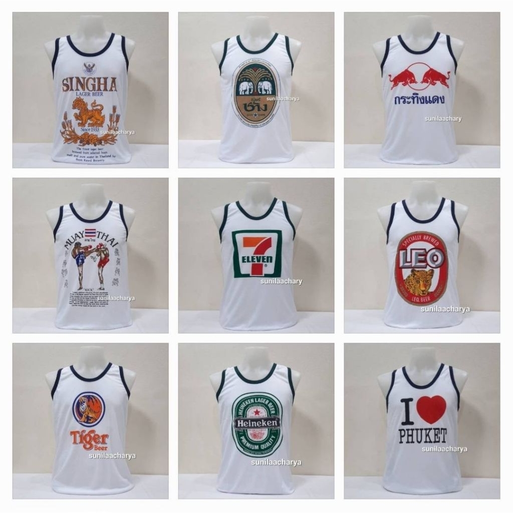 เสื้อกล้ามผู้ชาย ลายเบียร์ช้าง สิงห์ กระทิงแดง มวยไทย Chang Singha RedBull MuayThai 7-11 7-Eleven