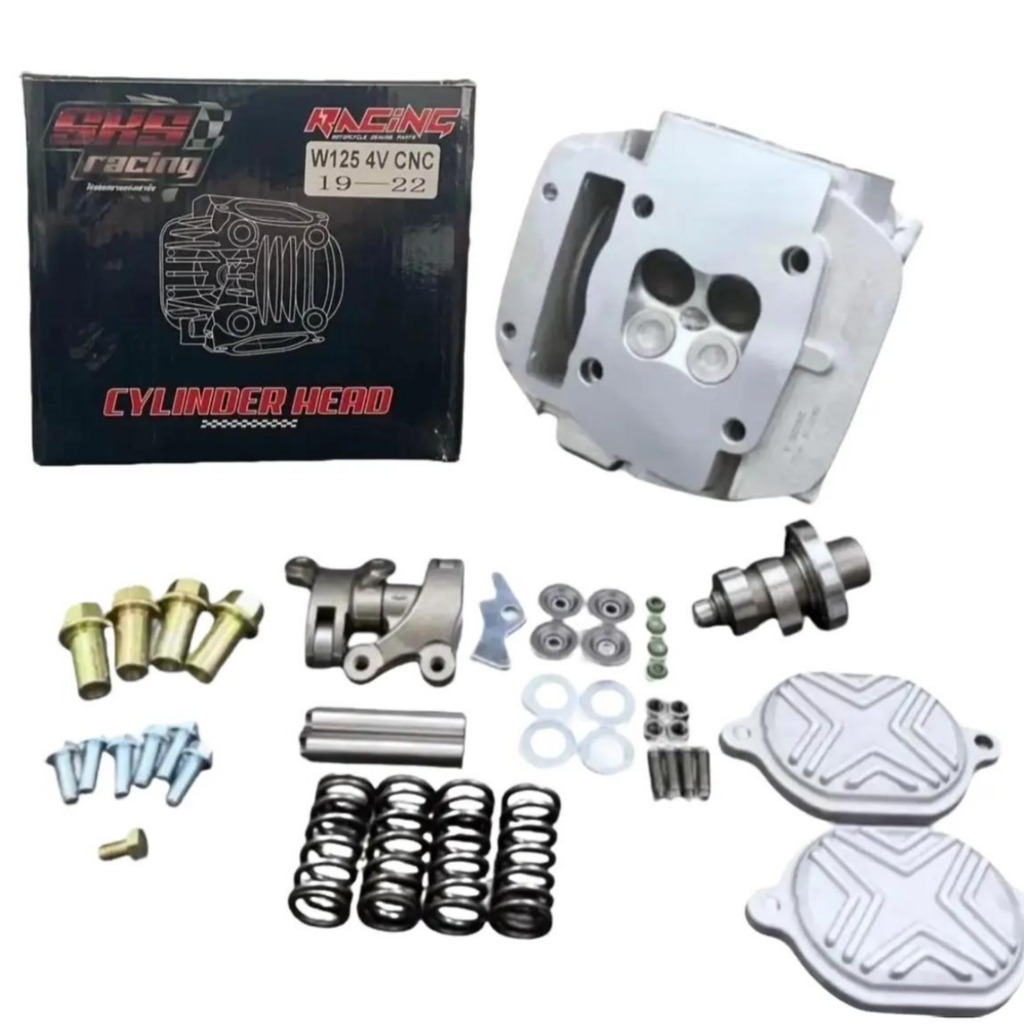 SKS Racing : ฝาสูบ wave125 4วาล์ว (ขนาดวาล์ว 19/22) เปิดพอต ไอดี, ไอเสีย CNC อุปกรณ์ครบ
