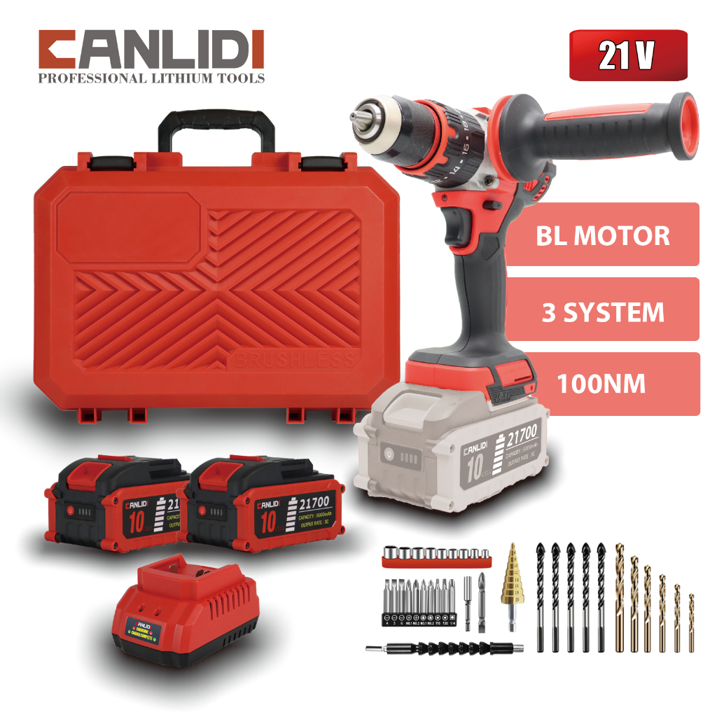 CANLIDI รุ่น CID-100 MT-21V สว่านไร้สาย 13 มม. มอเตอร์ไร้แปรงถ่าน 3 ระบบ 2 เกียร์