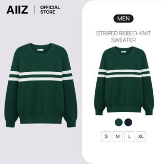 AIIZ เสื้อสเวตเตอร์ผู้ชายทอริบทอลายทาง
