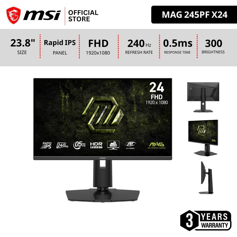 MSI MAG 245PF X24 Monitor 1920 x 1080 (FHD) จอคอมพิวเตอร์ IPS 23.8" 240Hz