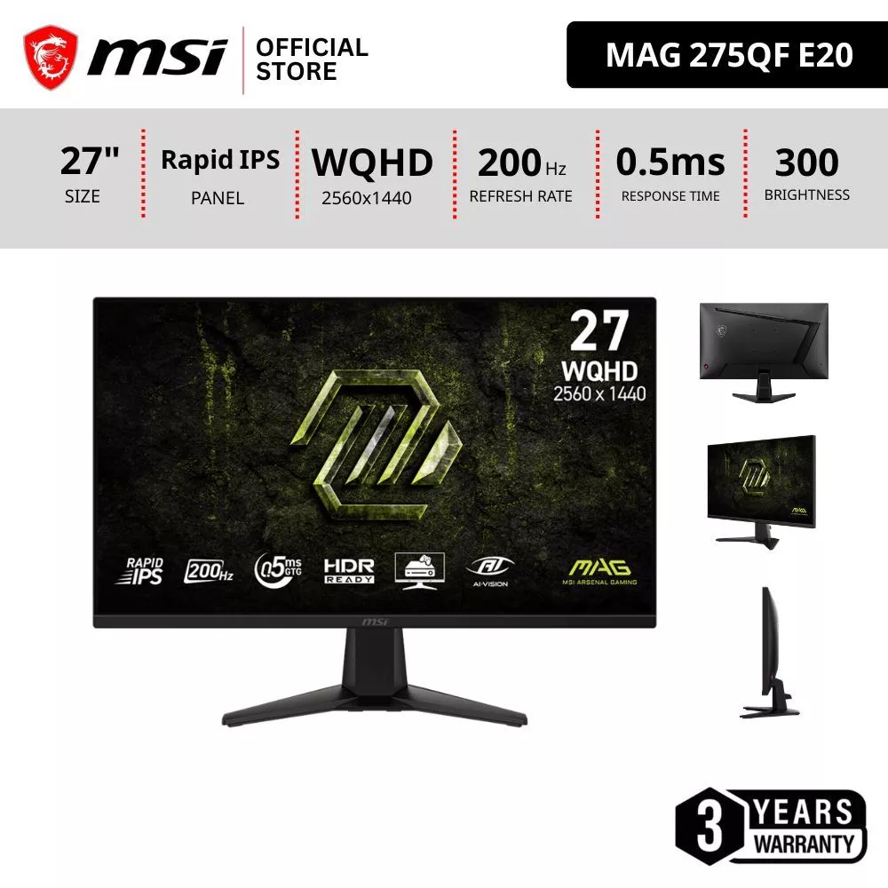 MSI MAG 275QF E20 Monitor จอคอมพิวเตอร์ 27นิ้ว 200Hz