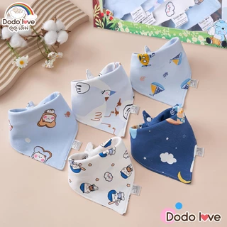 Dodolove ผ้าซับน้ำลายเด็ก เซ็ท 5 ชิ้น กันเปื้อน เนื้อผ้าคอตตอน ปรับระดับได้ ลายบนผ้าน่ารัก คละลาย ใส่ได้ตั้งแต่แรกเกิด