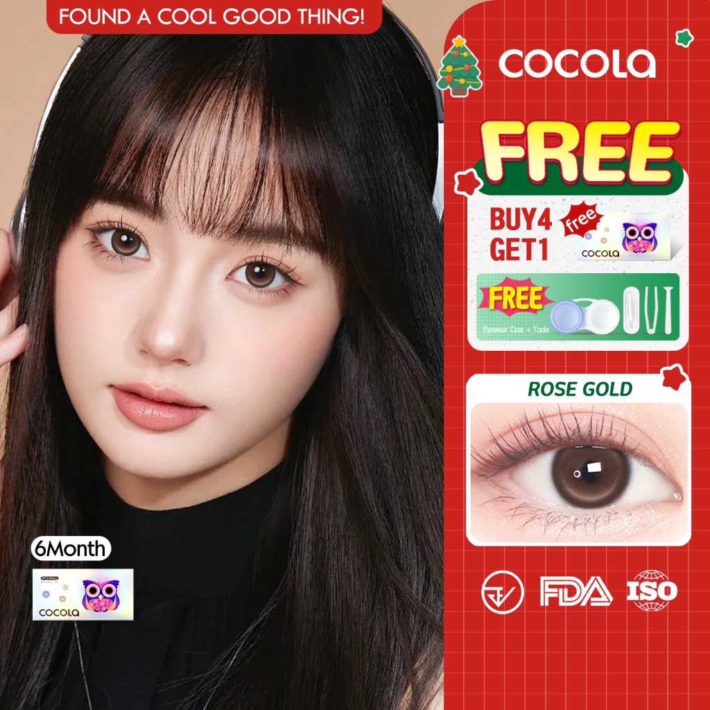 คอนแทคเลนส์สีชมพู/ทอง DIA14.2mm-14.5mm (0ถึง-4.50) ความชื้น40% #COCOLALens,HE436-7