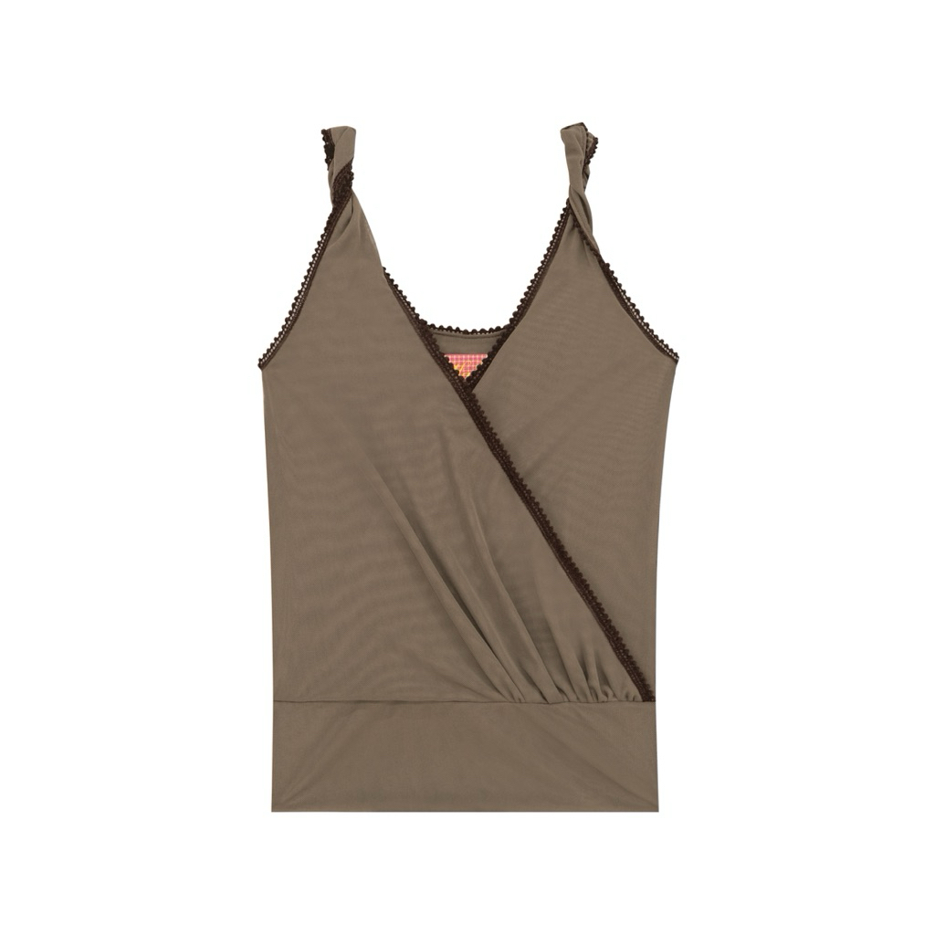Semi-Sheered Twisted Strap Top