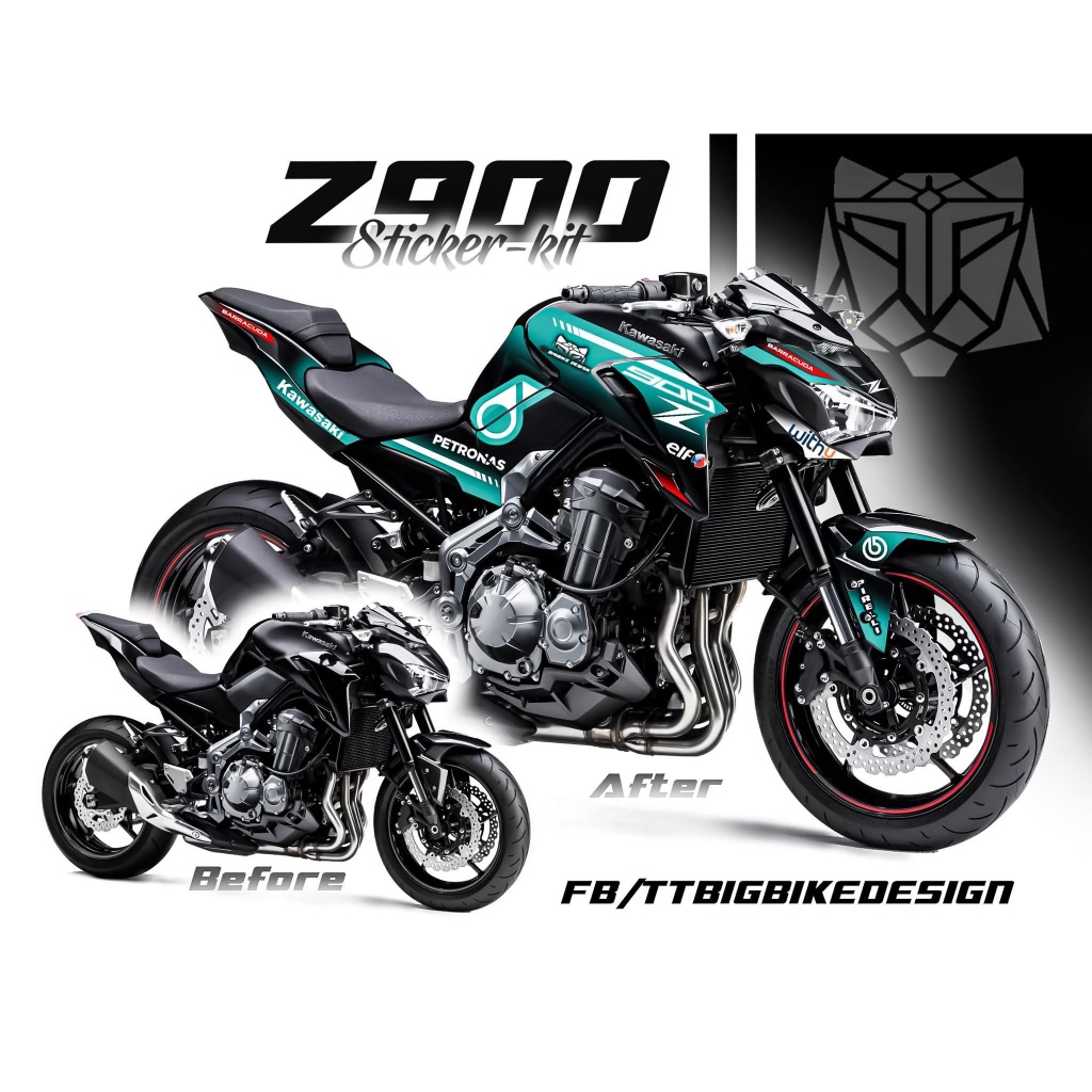 TT BIGBIKE DESIGN ชุดสติ๊กเกอร์แต่งลายรถ สำหรับ Z900 (2017-2019) ลาย TT PTN RACING