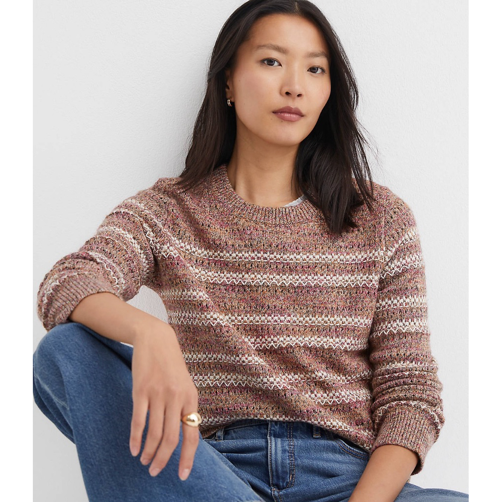 LOFT เสื้อสเวตเตอร์ถักเนื้อนุ่ม คอกลม แขนยาว MULTICOLORED STITCHY SWEATER (B3801)