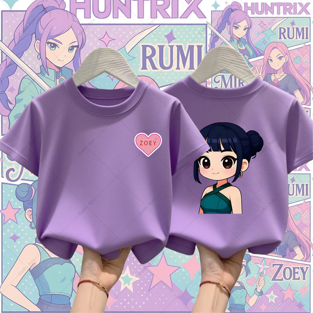 เสื้อยืดคอกลมผ้าฝ้ายคุณภาพสูง สไตล์ Kpop ลาย Demon Hunter Hunter Rujinu เหมาะสำหรับเด็กผู้ชาย เด็กผู้หญิง และเด็กๆ