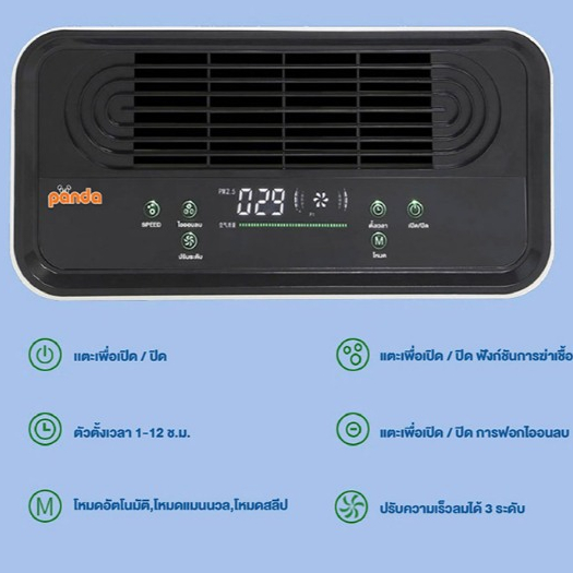 PANDA เครื่องกรองอากาศ ควบคุมหน้าจอสัมผัส กรอง PM2.5 สำหรับห้องไม่เกิน 55 ตรม. รุ่น S-942 - รูปที่ 5