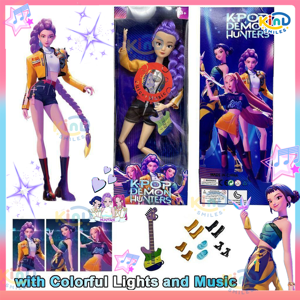 CODของเล่นตุ๊กตาเกิร์ลกรุ๊ป Rumi Zoey Mira Huntrix KPOP Demon Hunter Action Figure มีไฟที่มีสีสันและเพลง Multi-Jointed