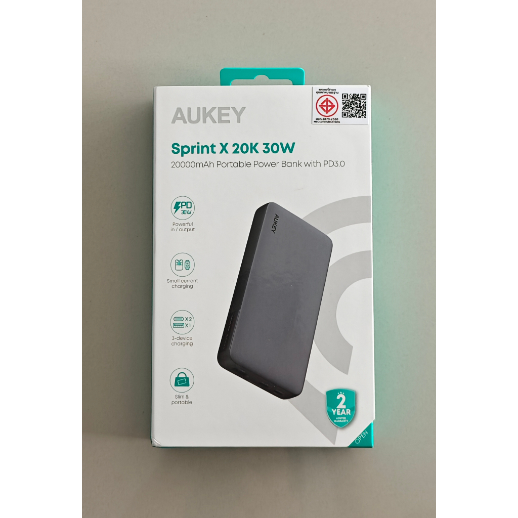 Powerbank Aukey Sprint X ความจุ 20000 mAh ชาร์จเร็ว 30W (PB-Y42) ของแท้