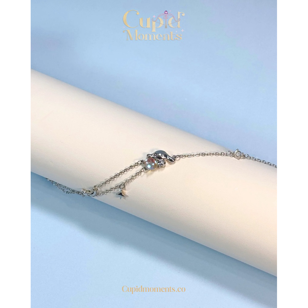 (เงินแท้ S925) Cinnamoroll On Planet Bracelet สร้อยข้อมือชินนามอนโรลดาวสีรุ้ง