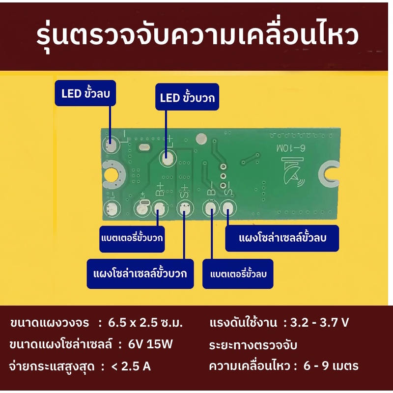 โมดูลควบคุมไฟโซล่าเซลล์ วงจรชาร์จแบตโซล่าเซลล์ เปิด-ปิด ไฟ LED อัตโนมัติ 3 - 24V - รูปที่ 7