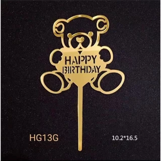 ป้าย happy birthday ป้ายปักเค้กวันเกิด แพค1ชิ้น (ลอกฟิล์มออกก่อนใช้งาน)