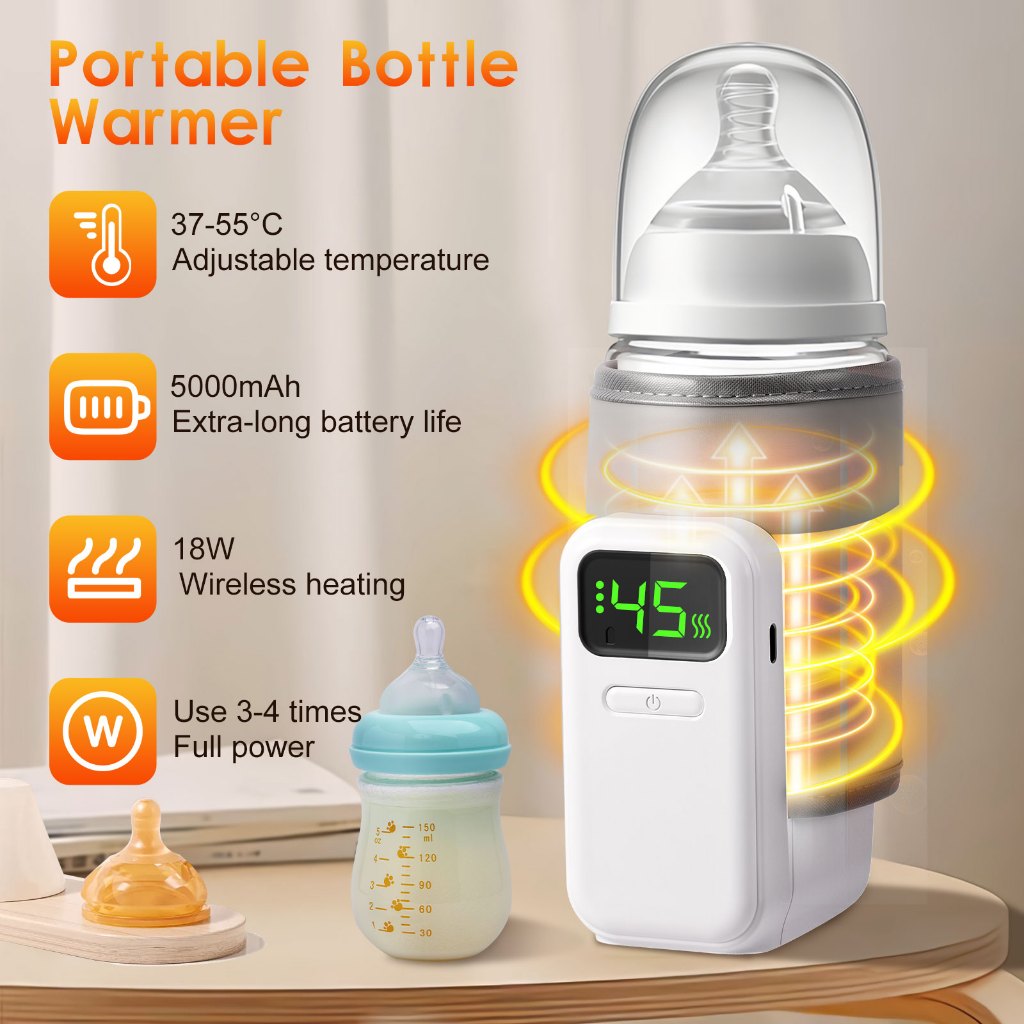 เครื่องอุ่นขวดนมพกพาสำหรับเดินทาง อุ่นเร็ว สะดวกสบายสำหรับการป้อนนมทารก ใช้พลังงานจากแบตเตอรี่