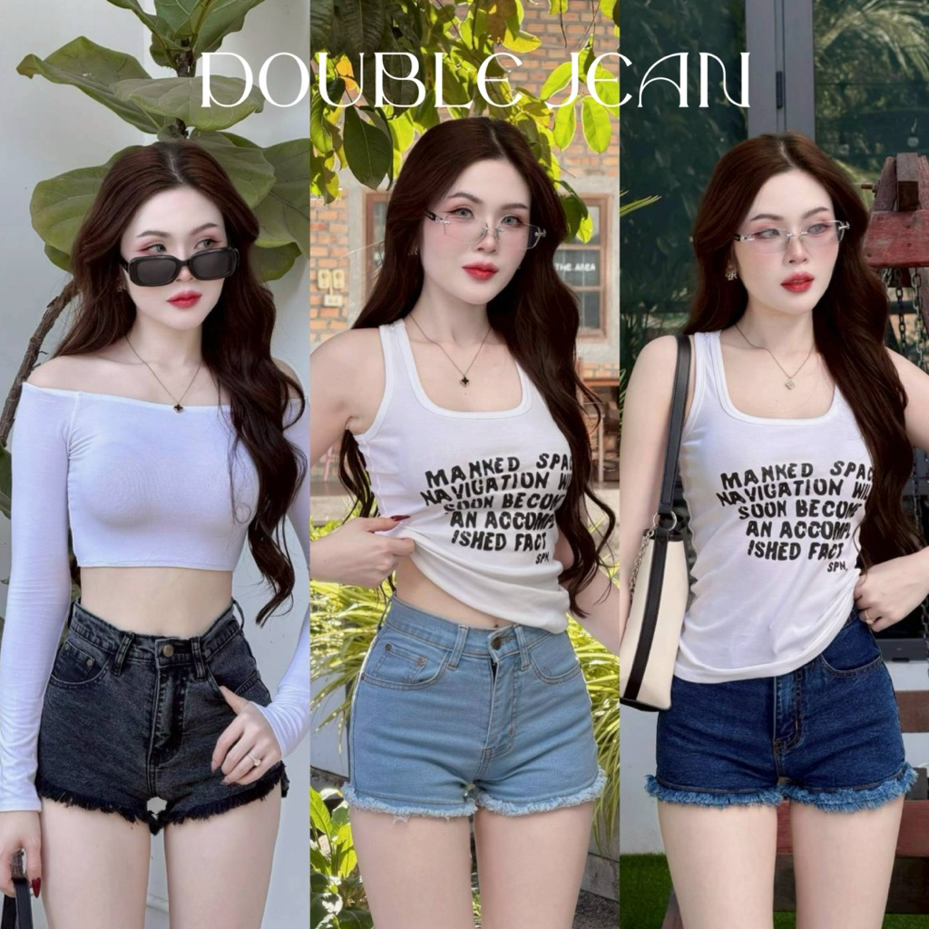 DBJ กางเกงยีนส์ขาสั้นเอวสูงงานป้าย BBJeans แต่งชายรุ่ย แต่งชายขาด [S-XL]