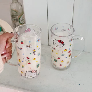 แก้วมีหูจับ คิตตี้รุ้ง 350 ml แก้วหนามาก ทนร้อน พร้อมส่ง