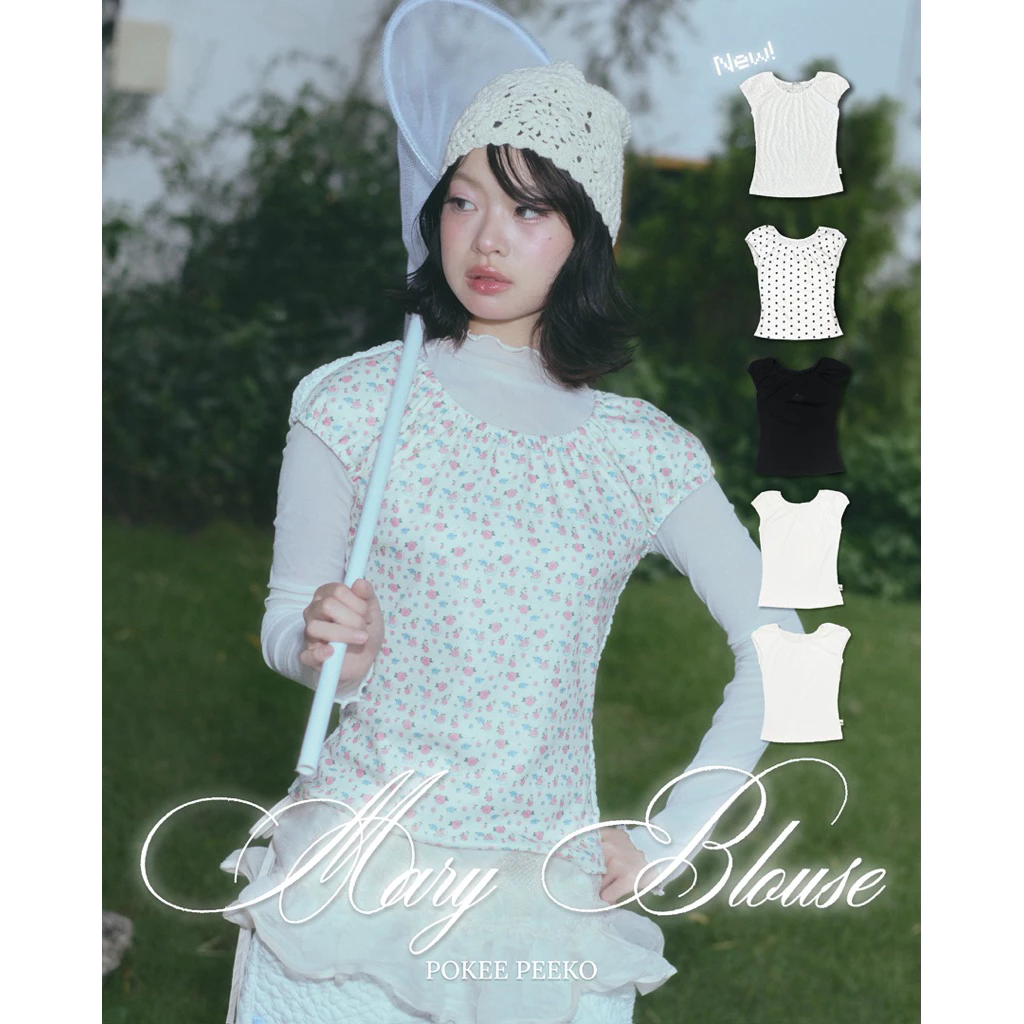 POKEE | MARY BLOUSE เสื้อเบลาส์แขนตุ๊กตา หลังลูกไม้ 🐭🍳(พร้อมส่ง)