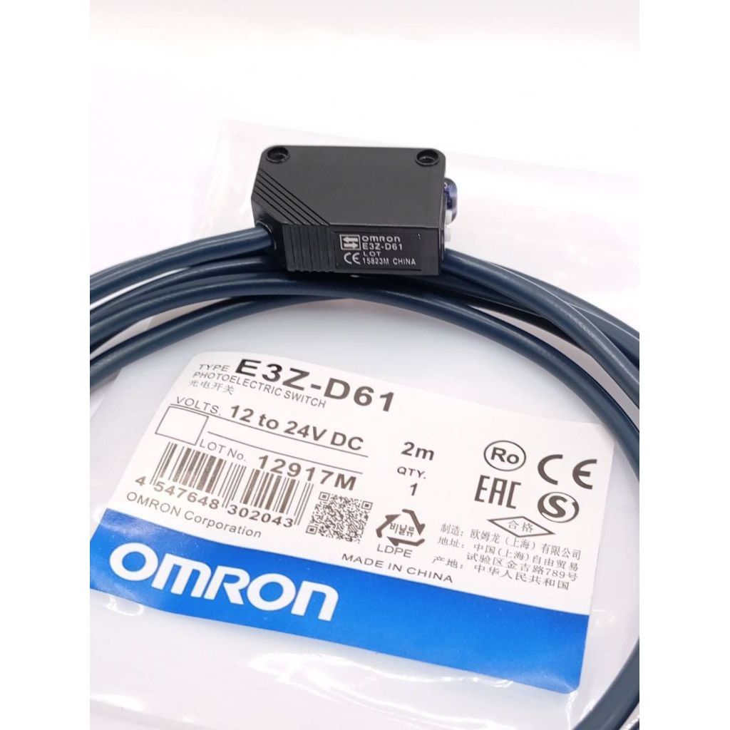 ร้านในกทม E3Z-D61 Photo Switch 12-24VDC Output NPN Photoelectric Sensor สายยาว 2m.พร้อมส่งในไทย