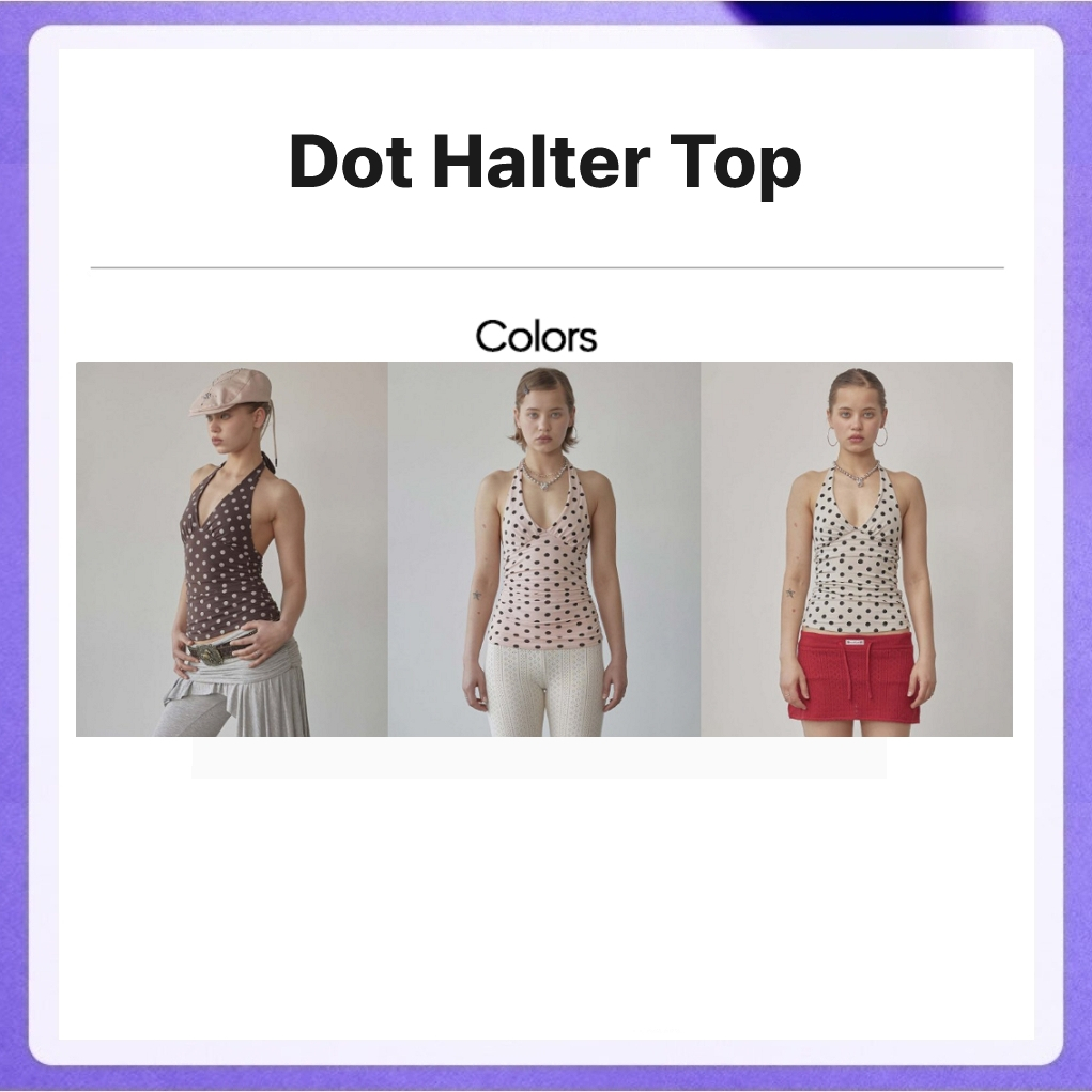 Sculptor Dot Halter Top (Pink, Brown, Raw)