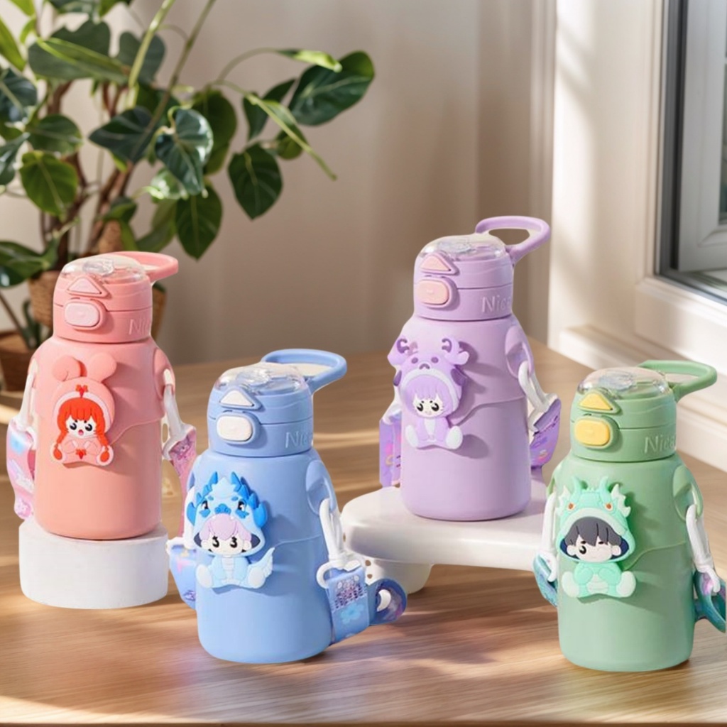 พร้อมส่ง กระติกน้ำเก็บความเย็น2in1 316สแตนเลสแท้ พร้อมหลอด  สำหรับเด็ก